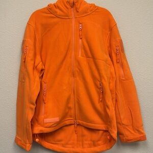 Orange Men's Fleece Jacket - Hooded Zip Front